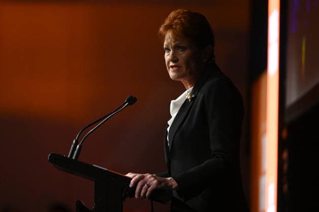 ONE NATION CAMPAIGN LAUNCH, One Nation leader Pauline Hanson speaks during the launch of the One Nation 2026 Victorian State Campaign at in Melbourne, Saturday, October 3, 2026. ( NO ARCHIVING MELBOURNE VICTORIA Australia  Copyright: xJOELxCARRETTx 20261003115435575247