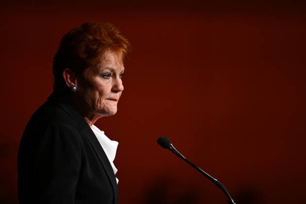 ONE NATION CAMPAIGN LAUNCH, One Nation leader Pauline Hanson speaks during the launch of the One Nation 2026 Victorian State Campaign at in Melbourne, Saturday, October 3, 2026. ( NO ARCHIVING MELBOURNE VICTORIA Australia  Copyright: xJOELxCARRETTx 20261003180207320648