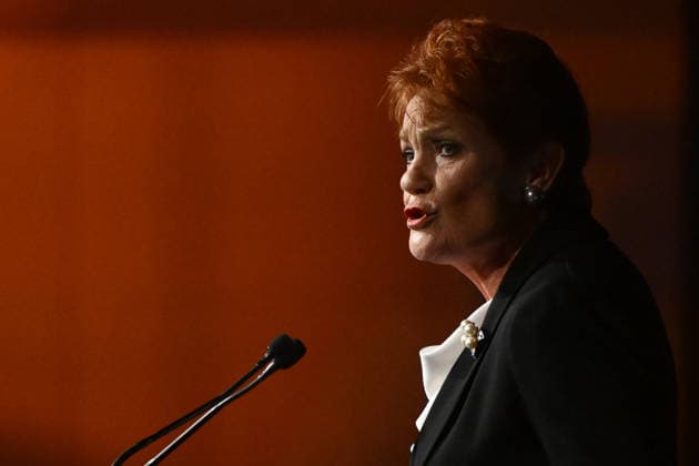 ONE NATION CAMPAIGN LAUNCH, One Nation leader Pauline Hanson speaks during the launch of the One Nation 2026 Victorian State Campaign at in Melbourne, Saturday, October 3, 2026. ( NO ARCHIVING MELBOURNE VICTORIA Australia  Copyright: xJOELxCARRETTx 20261003197808980703