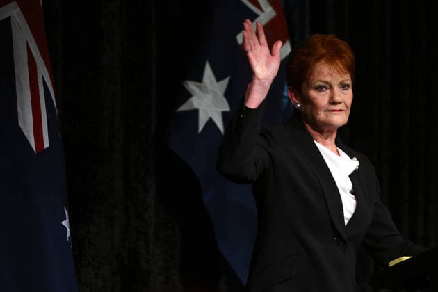 ONE NATION CAMPAIGN LAUNCH, One Nation leader Pauline Hanson speaks during the launch of the One Nation 2026 Victorian State Campaign at in Melbourne, Saturday, October 3, 2026. ( NO ARCHIVING MELBOURNE VICTORIA Australia  Copyright: xJOELxCARRETTx 20261003146129890383