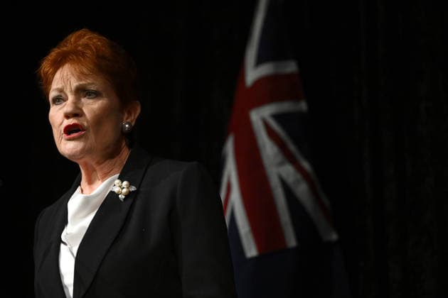 ONE NATION CAMPAIGN LAUNCH, One Nation leader Pauline Hanson speaks during the launch of the One Nation 2026 Victorian State Campaign at in Melbourne, Saturday, October 3, 2026. ( NO ARCHIVING MELBOURNE VICTORIA Australia  Copyright: xJOELxCARRETTx 20261003123453132210