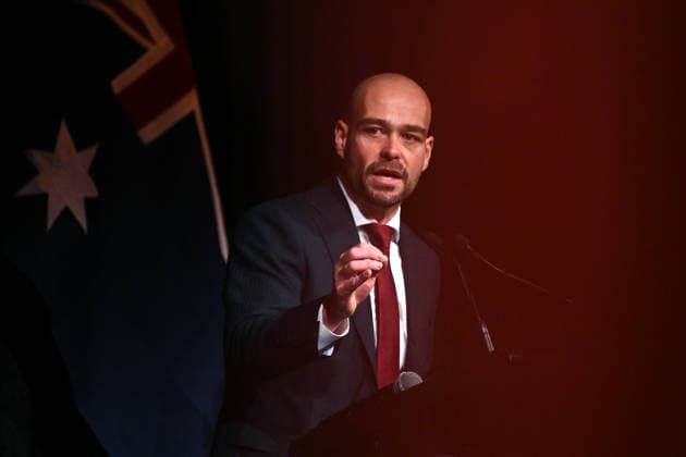 ONE NATION CAMPAIGN LAUNCH, One Nation candidate Mark Nicholson speaks during the launch of the One Nation 2026 Victorian State Campaign at in Melbourne, Saturday, October 3, 2026. ( NO ARCHIVING MELBOURNE VICTORIA Australia  Copyright: xJOELxCARRETTx 20261003158327241645