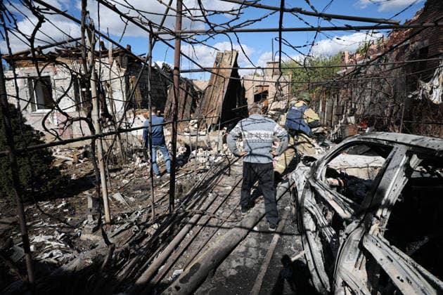 RUSSIA, DONETSK - OCTOBER 3, 2026: A house suffers damage from a drone strike on Donetsk s Kiyevsky District. Dmitry Yagodkin TASS  98712003