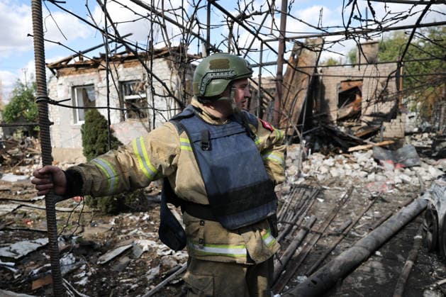 RUSSIA, DONETSK - OCTOBER 3, 2026: A house suffers damage from a drone strike on Donetsk s Kiyevsky District. Dmitry Yagodkin TASS  98712020