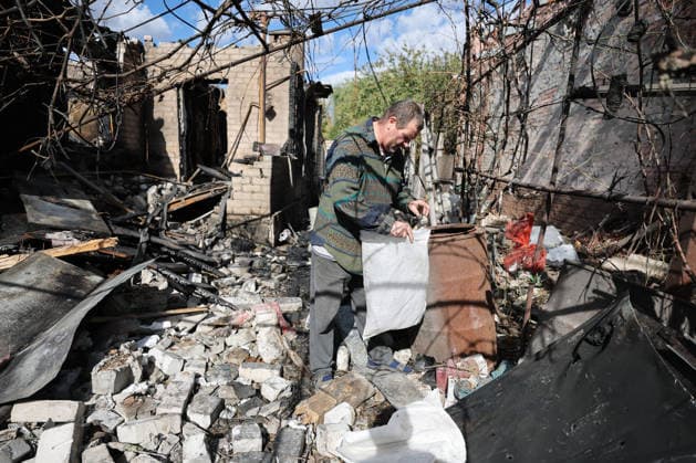 RUSSIA, DONETSK - OCTOBER 3, 2026: A house suffers damage from a drone strike on Donetsk s Kiyevsky District. Dmitry Yagodkin TASS  98712021