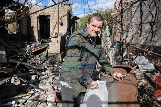 RUSSIA, DONETSK - OCTOBER 3, 2026: A house suffers damage from a drone strike on Donetsk s Kiyevsky District. Dmitry Yagodkin TASS  98712022