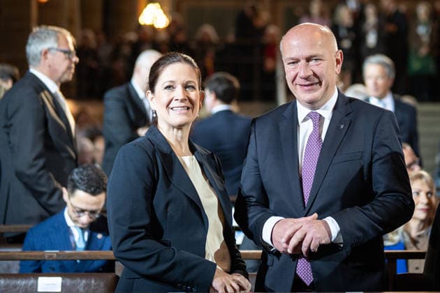 Ökumenischer Gottesdienst im Dom St. Petri Kai Wegner, amtierender Regierender Bürgermeister von Berlin mit seiner Lebensgefährtin Katharina Günther-Wünsch, amtierende Senatorin für Bildung, Jugend und Familie in Berlin;Offizielle zentrale Feierlichkeiten zum Tag der Deutschen Einheit 2026 in Bremen, Bremen Bremen Deutschland Innenstadt