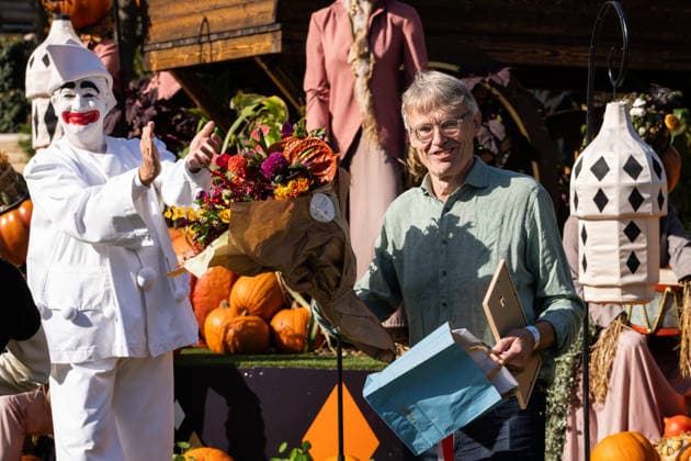 Danish Championship in Giant Pumpkins Revealed Per Thomsen from Hasle receives a 3rd place for his pumpkin weighing 326.2 kg at the Danish Championship in Giant Pumpkins in Tivoli in Copenhagen on Saturday, October 3, 2026. (Photo: Emil Nicolai Helms Scanpix 2026) , Copenhagen Denmark Copyright: EmilxNicolaixHelmsx spdk20261003-132640-L