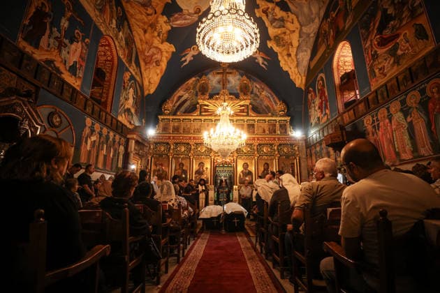 Funeral ceremony for two Palestinian Christians after an Israeli attack in Gaza GAZA CITY, PALESTINE - OCTOBER 03 : Poeple gather during the funeral ceremony for two Palestinian Christian women at the St. Porphyrios Greek Orthodox Church in Gaza City, Palestine on October 03, 2026. Meysa Hidir Ibrahim Abu Dawud and her daughter Marya Hafiz Michel Najjar were killed after an Israeli airstrike. Ali Jadallah Anadolu Gaza City Gaza. Editorial use only. Please get in touch for any other usage.  Copyright: x2026xAnadoluxAlixJadallahx