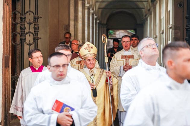 IPA89253256 - MILAN, October 3, 2026 - Ordination ceremony for temporary deacons held in Milan Cathedral by Archbishop Mario Delpini.  Copyright: xEmanuelexRobertoxDexCarlix xx IPA89253256