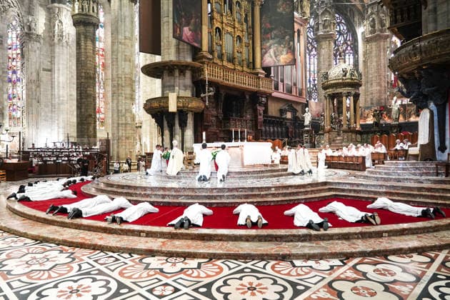 IPA89253343 - MILAN, October 3, 2026 - Ordination ceremony for temporary deacons held in Milan Cathedral by Archbishop Mario Delpini.  Copyright: xEmanuelexRobertoxDexCarlix xx IPA89253343