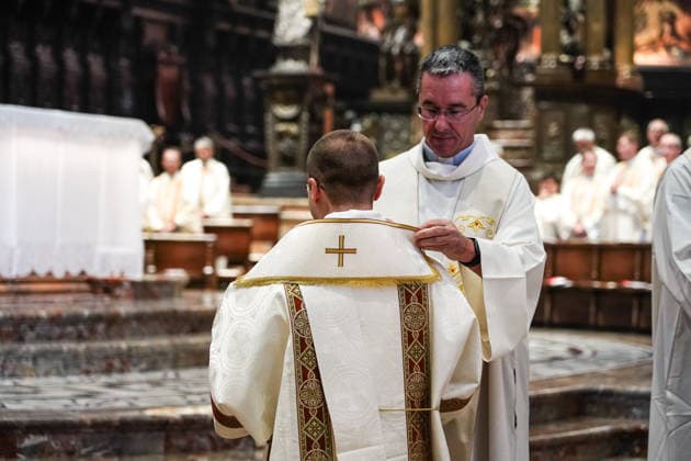 IPA89253377 - MILAN, October 3, 2026 - Ordination ceremony for temporary deacons held in Milan Cathedral by Archbishop Mario Delpini.  Copyright: xEmanuelexRobertoxDexCarlix xx IPA89253377