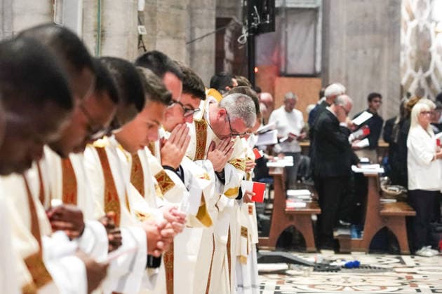IPA89253413 - MILAN, October 3, 2026 - Ordination ceremony for temporary deacons held in Milan Cathedral by Archbishop Mario Delpini.  Copyright: xEmanuelexRobertoxDexCarlix xx IPA89253413