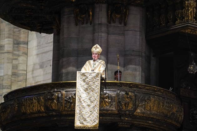 IPA89253307 - MILAN, October 3, 2026 - Ordination ceremony for temporary deacons held in Milan Cathedral by Archbishop Mario Delpini.  Copyright: xEmanuelexRobertoxDexCarlix xx IPA89253307