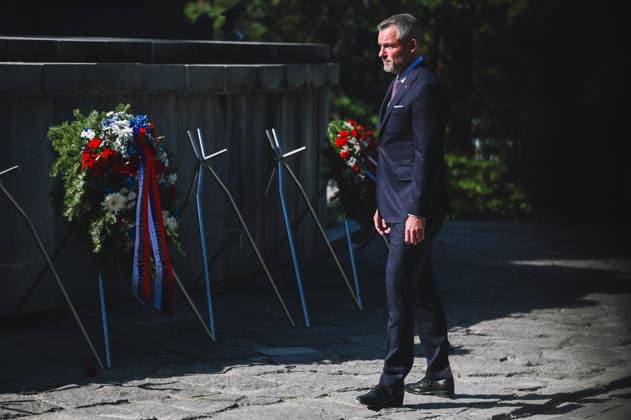 82nd anniversary of the Carpathina-Dukla Operation SVIDNIK, SLOVAKIA – OCTOBER 3: Peter Pellegrini, President of Slovakia (M) attends the wreath laying ceremony as Slovak officials, military personnel and members of the public gather to commemorate the 82nd anniversary of the Carpathian-Dukla Operation, one of the bloodiest military operations fought on Slovak territory during World War II. The commemorations take place at the Military Historical Museum in Svidnik and at the Dukla battlefield memorial complex, honouring the soldiers who fought and died during the operation, which marked the beginning of the direct liberation of Czechoslovakia. Robert Nemeti Anadolu Svidnik Slovakia. Editorial use only. Please get in touch for any other u  Copyright: x2026xAnadoluxRobertxNemetix