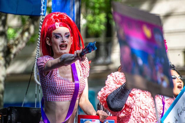 Thousands March During Pride Parade - Paris Thousands of people march from Place d Italie to Bastille during the Pride Parade to defend the rights of LGBTQ+ individuals in Paris, France on October 3, 2026. Photo by Denis Prezat ABACAPRESS.COM Paris France  Copyright: xPrezatxDenis ABACAx