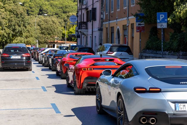 Ferrari Tour stops in Pula Luxury Ferrari sports cars taking part in a Ferrari Tour organized by Ineco Auto, are seen in front of the Roman Arena in Pula, Croatia, on October 3, 2026. While the drivers visit the ancient amphitheatre, local residents gather to watch and admire the vehicles.  SreckoxNiketic PIXSELL