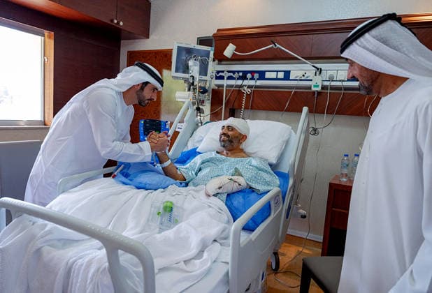 RECORD DATE NOT STATED Dubai Crown Prince Hamdan bin Mohammed Al Maktoum meets Indian pilot Smit Machchhar Abu Dhabi UAE , Oct 03 (ANI): Dubai Crown Prince and UAE Deputy Prime Minister Hamdan bin Mohammed Al Maktoum inquires about the health of Captain Smit Machchhar, who saved hundreds of lives aboard a flydubai flight to Tel Aviv, in Abu Dhabi on Saturday. The pilot is undergoing treatment for injuries sustained in a mid-air attack. (@HamdanMohammed X ANI Photo) Abu Dhabi UAE Copyright: xANIx ANI_20261003223