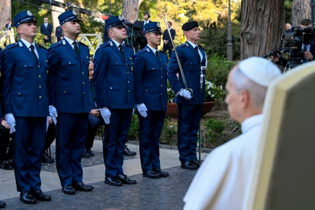 ITALY - MASS FOR THE GENDARMERIE - VATICAN-2026 10 3 Italy, Rome, Vatican, 2026 10 3 Pope Leo XIV Pope Leo XIV celebrating Holy Mass for the Gendarmerie Corps in the Vatican Gardens, Vatican The Vatican . EDITORIAL USE ONLY - NO BOOKS Copyright: xVATICANxMEDIA xCatholicxPressxPhotox