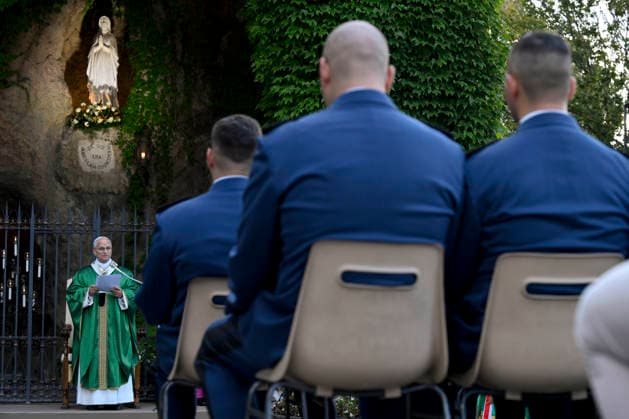ITALY - MASS FOR THE GENDARMERIE - VATICAN-2026 10 3 Italy, Rome, Vatican, 2026 10 3 Pope Leo XIV Pope Leo XIV celebrating Holy Mass for the Gendarmerie Corps in the Vatican Gardens, Vatican The Vatican . EDITORIAL USE ONLY - NO BOOKS Copyright: xVATICANxMEDIA xCatholicxPressxPhotox