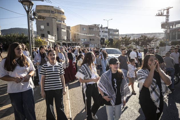 Palestinian citizens of Israel mark 26th anniversary of Al-Aqsa Intifada with march in Arraba ARRABA, ISRAEL - OCTOBER 3: Palestinian citizens of Israel gather during a commemorative march marking the 26th anniversary of the Al-Aqsa Intifada in Arraba, northern Israel on October 3, 2026. Organized following a call by the High Follow-Up Committee for Arab Citizens of Israel, the march proceeded from the Old Mosque on Zahir al-Omar Street to the square near the Martyrs Monument, closely monitored by a heavy Israeli police presence including mounted units. Mostafa Alkharouf Anadolu Arraba Israel. Editorial use only. Please get in touch for any other usage.  Copyright: x2026xAnadoluxMostafaxAlkharoufx