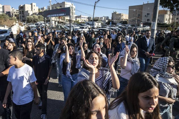 Palestinian citizens of Israel mark 26th anniversary of Al-Aqsa Intifada with march in Arraba ARRABA, ISRAEL - OCTOBER 3: Palestinian citizens of Israel gather during a commemorative march marking the 26th anniversary of the Al-Aqsa Intifada in Arraba, northern Israel on October 3, 2026. Organized following a call by the High Follow-Up Committee for Arab Citizens of Israel, the march proceeded from the Old Mosque on Zahir al-Omar Street to the square near the Martyrs Monument, closely monitored by a heavy Israeli police presence including mounted units. Mostafa Alkharouf Anadolu Arraba Israel. Editorial use only. Please get in touch for any other usage.  Copyright: x2026xAnadoluxMostafaxAlkharoufx