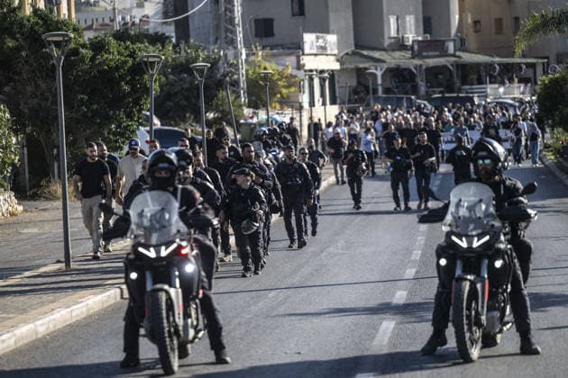 Palestinian citizens of Israel mark 26th anniversary of Al-Aqsa Intifada with march in Arraba ARRABA, ISRAEL - OCTOBER 3: Israeli forces take security measures as Palestinian citizens of Israel gather during a commemorative march marking the 26th anniversary of the Al-Aqsa Intifada in Arraba, northern Israel on October 3, 2026. Organized following a call by the High Follow-Up Committee for Arab Citizens of Israel, the march proceeded from the Old Mosque on Zahir al-Omar Street to the square near the Martyrs Monument, closely monitored by a heavy Israeli police presence including mounted units. Mostafa Alkharouf Anadolu Arraba Israel. Editorial use only. Please get in touch for any other usage.  Copyright: x2026xAnadoluxMostafaxAlkharoufx