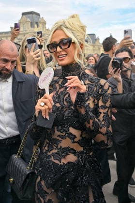 PFW Elie Saab Outside Arrivals Paris Hilton arriving at the Elie Saab show during Paris Fashion Week, in Paris, France on 3 October 2026. Photo by Julien Reynaud APS-Medias ABACAPRESS.COM Paris France  Copyright: xReynaudxJulien APS-Medias ABACAx