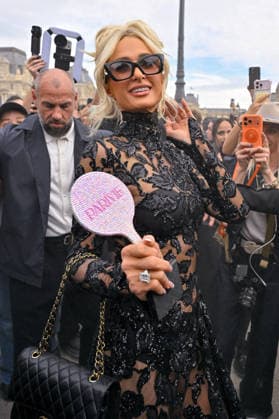PFW Elie Saab Outside Arrivals Paris Hilton arriving at the Elie Saab show during Paris Fashion Week, in Paris, France on 3 October 2026. Photo by Julien Reynaud APS-Medias ABACAPRESS.COM Paris France  Copyright: xReynaudxJulien APS-Medias ABACAx