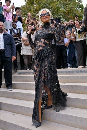 PFW Elie Saab Outside Arrivals Paris Hilton arriving at the Elie Saab show during Paris Fashion Week, in Paris, France on 3 October 2026. Photo by Julien Reynaud APS-Medias ABACAPRESS.COM Paris France  Copyright: xReynaudxJulien APS-Medias ABACAx