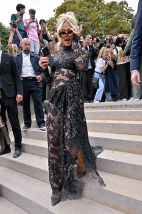 PFW Elie Saab Outside Arrivals Paris Hilton arriving at the Elie Saab show during Paris Fashion Week, in Paris, France on 3 October 2026. Photo by Julien Reynaud APS-Medias ABACAPRESS.COM Paris France  Copyright: xReynaudxJulien APS-Medias ABACAx