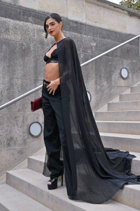 PFW Elie Saab Outside Arrivals Guest arriving at the Elie Saab show during Paris Fashion Week, in Paris, France on 3 October 2026. Photo by Julien Reynaud APS-Medias ABACAPRESS.COM Paris France  Copyright: xReynaudxJulien APS-Medias ABACAx