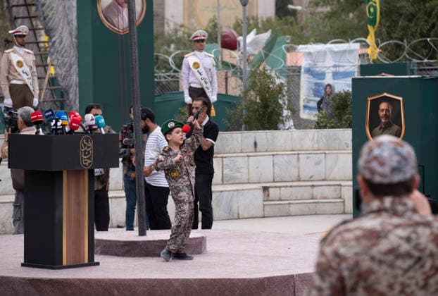 Opening Ceremony Of Second City-Square Military Training Camp An Iranian schoolboy wearing an Iranian Army military uniform performs during the opening ceremony of the second city-square military training camp for self-sacrificing forces in downtown Tehran, Iran, on October 3, 2026. The camp was established by the Basij paramilitary force, with personnel from the Islamic Republic of Iran Army responsible for training the volunteers. Tehran Tehran Iran  Copyright: xMortezaxNikoubazlx originalFilename: nikoubazl-openingc261003_npCd6.jpg