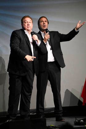 Oliver Kalkofe und Peter Rütten bei der Weltpremiere der ersten Folge der neuen SchleFaZ-Staffel auf Großbildleinwand Geisterjäger John Sinclair - Die Dämonenhochzeit im Ernst-Reuter-Saal. Berlin, 03.10.2026