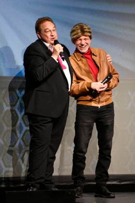 Oliver Kalkofe und Dietmar Wunder bei der Weltpremiere der ersten Folge der neuen SchleFaZ-Staffel auf Großbildleinwand Geisterjäger John Sinclair - Die Dämonenhochzeit im Ernst-Reuter-Saal. Berlin, 03.10.2026