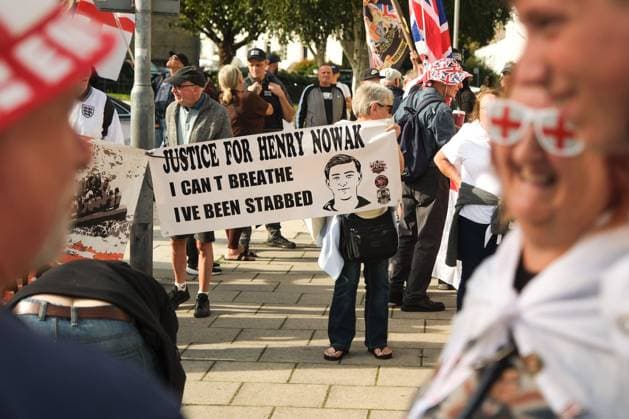 October 3, 2026, Dover, United Kingdom of Great Britain and Northern Ireland: DOVER, UNITED KINGDOM, OCTOBER 3, 2026: Anti-immigration protesters and anti-racism counter-protesters gather during rival demonstrations in Dover, Kent. Anti-immigration demonstrators carrying Union flags and St George s flags displayed banners calling for deportations and an end to small-boat crossings, while counter-protesters gathered nearby. Police maintained a significant presence between the groups and monitored the demonstrations. Dover United Kingdom of Great Britain and Northern Ireland - ZUMAq101 20261003_zna_q101_208 Copyright: xMarcxLewisx