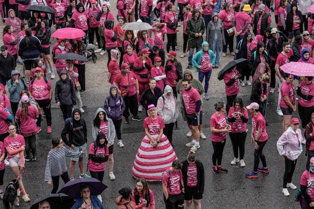 Pink October breast cancer awareness run in Nancy NANCY, FRANCE - OCTOBER 4: Participants wearing pink take part in the Octobre Rose 5k March & Run in Nancy, as part of breast cancer awareness activities in Nancy, France on October 4, 2026. A large crowd gathered at the Palais du Gouvernement before embarking on the five-kilometer course through the city center. Muhammed Said Tako Anadolu Nancy France. Editorial use only. Please get in touch for any other usage.  Copyright: x2026xAnadoluxMuhammedxSaidxTakox