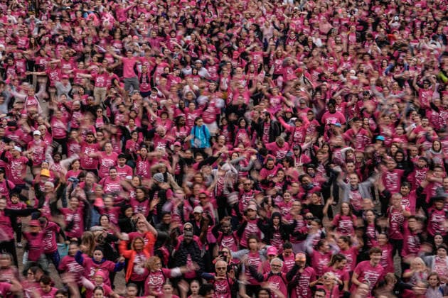 Pink October breast cancer awareness run in Nancy NANCY, FRANCE - OCTOBER 4: Participants wearing pink take part in the Octobre Rose 5k March & Run in Nancy, as part of breast cancer awareness activities in Nancy, France on October 4, 2026. A large crowd gathered at the Palais du Gouvernement before embarking on the five-kilometer course through the city center. Muhammed Said Tako Anadolu Nancy France. Editorial use only. Please get in touch for any other usage.  Copyright: x2026xAnadoluxMuhammedxSaidxTakox