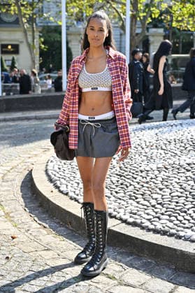 PFW Miu Miu Outside Arrivals Cindy Bruna arriving at the Miu Miu show during Paris Fashion Week, in Paris, France on 4 October 2026. Photo by Julien Reynaud APS-Medias ABACAPRESS.COM Paris France  Copyright: xReynaudxJulien APS-Medias ABACAx