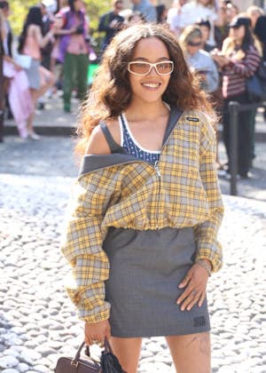 Quintessa Swindell at the Miu Miu Women’s Ready-to-Wear Spring Summer 2027 fashion show during Paris Fashion Week (PFW) on October 4, 2026. Denis Guignebourg, Bestimage. Miu Miu Women’s’s Ready-to-Wear Collection Spring Summer 2027 at Paris Fashion Week (PFW) on October 4, 2026, Paris, France  Copyright: xDenisxGuignebourgx xBestimagexDenisxGuignebourgx xBestimagex