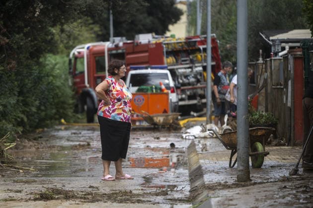 2 people killed as heavy rain hits parts of Spain BARCELONA, SPAIN - OCTOBER 4: Floodwaters submerge streets following severe torrential rainfall in Montornes del Valles, Barcelona, Spain on October 4, 2026. Heavy rains triggered widespread flooding across Catalonia, leaving at least two people dead and one missing as emergency services responded to widespread disruptions. Lorena Sopena Lopez Anadolu Barcelona Spain. Editorial use only. Please get in touch for any other usage.  Copyright: x2026xAnadoluxLorenaxSopenaxLopezx