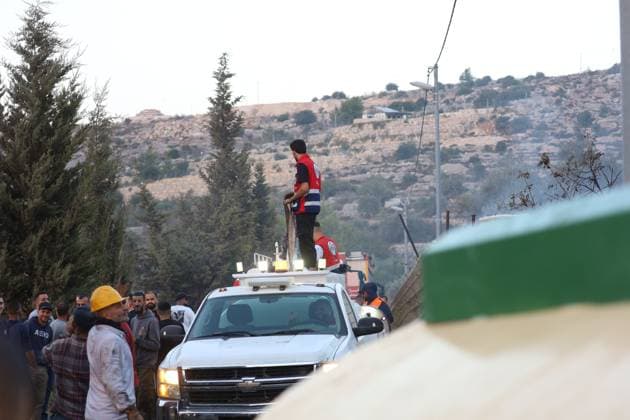 Israeli Settlers Set Fire To Olive Trees And Car Scrap Yard Near Silwad SILWAD, WEST BANK, PALESTINE OCTOBER 4, 2026: Israeli settlers set fire to olive trees and a car scrap yard between the villages of Ein Yabrud and Silwad, according to the information provided. The owner of the repair shop said more than 50 cars were destroyed in the fire. The incident occurred amid ongoing attacks targeting Palestinian property and agricultural land in the area. Fires affecting olive trees and other Palestinian property have also been reported in areas around Silwad. Ramallah Palestine, State of Copyright: x xSalmanxMohsenxAlkhatibx xJNAxPressx