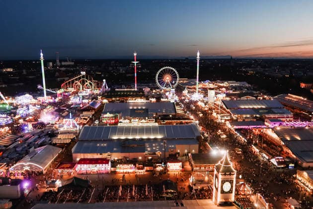 IPA89308740 - Munich, The 191st edition of Oktoberfest. Pictured: An aerial view of the world s largest and most famous folk festival  Copyright: xAlessandroxBremecx xx IPA89308740