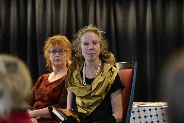 Gertrud Schleising bei der Gesprächsrunde: rüber kommen - Ost-West-Kunstgespräche im Salon-Format - eine Hommage an Ida Dehmel im Literaturhaus Alte Synagoge. Görlitz, 04.10.2026 Copyright: xMatthiasxWehnertx