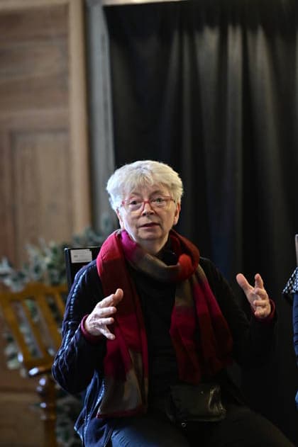 Susanne Ahner bei der Gesprächsrunde: rüber kommen - Ost-West-Kunstgespräche im Salon-Format - eine Hommage an Ida Dehmel im Literaturhaus Alte Synagoge. Görlitz, 04.10.2026 Copyright: xMatthiasxWehnertx