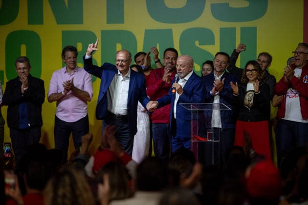 SaO PAULO, SP - 04.10.2026: 2026 ELECTIONS SP - President Luiz Inacio Lula da Silva and Vice President Geraldo Alckmin give a statement to the press after the results of the first round of the 2026 Elections, on Sunday night (04) in Sao Paulo, SP. x3025584x  RodileixMorais
