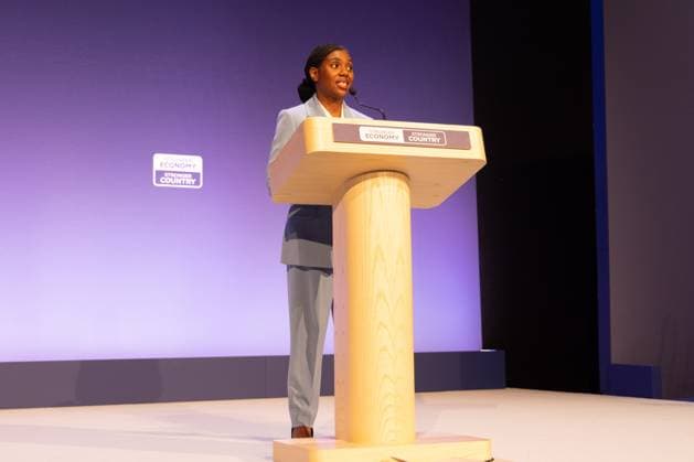 British Conservative Party annual conference 2026, Day 1, Birmingham, UK - 04 Oct 2026 Kemi Badenoch, Leader of the British Conservative Party, delivers her opening speech on day one of the British Conservative Party annual conference at the International Convention Centre (ICC) in Birmingham The British Conservative Party holds it’s annual conference at the International Convention Centre (ICC) in Birmingham Birmingham United Kingdom Copyright: xPhilxLewisx xSOPAxImagesx Phil-Lewis-1456327