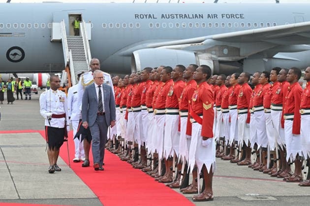 ANTHONY ALBANESE PRECOP MEETING, Australia™s Prime Minister Anthony Albanese arrives in Fiji ahead of the Pre-Cop31 meeting in Fiji, Monday, October 5, 2026. ( NO ARCHIVING NADI Fiji  Copyright: xMICKxTSIKASx 20261005192249165655
