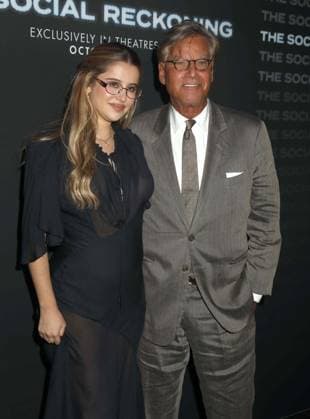 October 4, 2026, New York, New York, USA: Writer director AARON SORKIN and his daughter ROXY SORKIN seen during the red carpet arrivals at the World Premiere of The Social Reckoning held at the Regal Union Square Theater. New York USA  - ZUMAk03_ 20261004_zaf_k03_018 Copyright: xNancyxKaszermanx