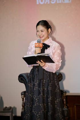 Japanese TV perdonality Mari Sekine attends the press conference for his movie Digger at Roppongi Hills, Tokyo, Japan on October 5, 2026. The movie opens in Japan on October 9.  aflo_353477893